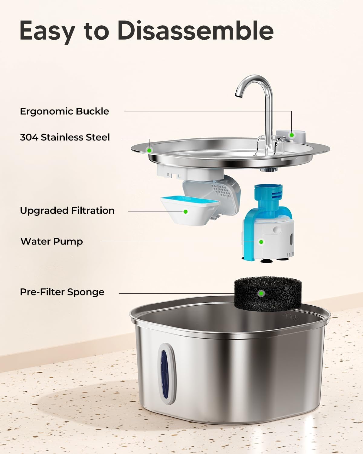 ‎Stainless Steel Pet Water Fountain – Automatic Cat & Dog Dispenser