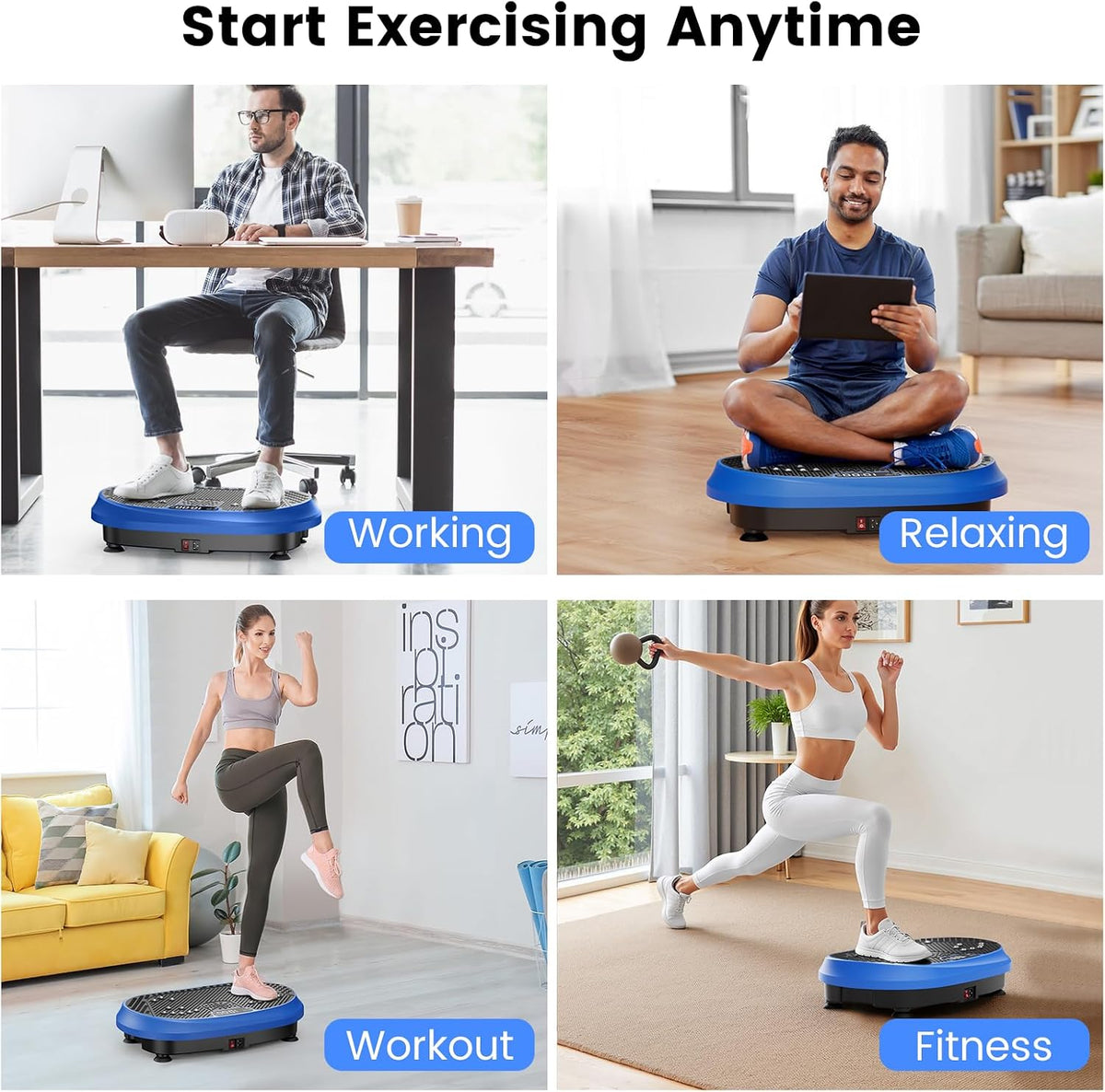 Vibration Plate Exercise Machine with Bluetooth & Resistance Bands