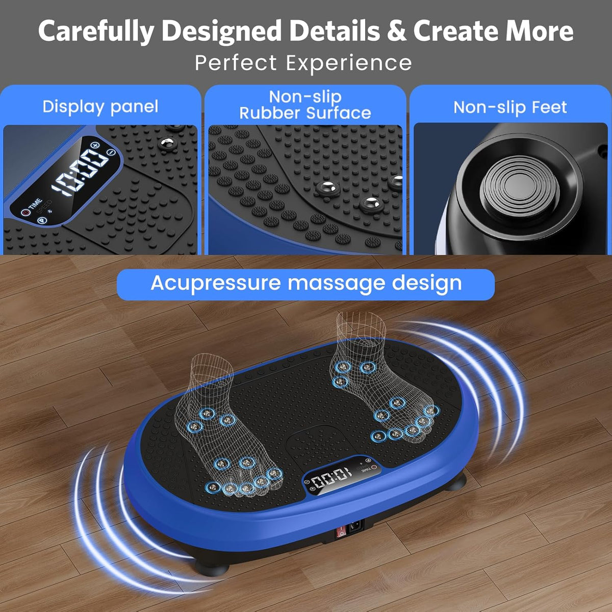 Vibration Plate Exercise Machine with Bluetooth & Resistance Bands